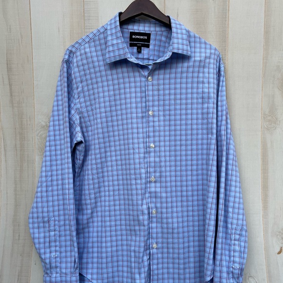 Bonobos Slim Fit Shirt Blue & Red Plaid Button Down Mens Large - Picture 1 of 8